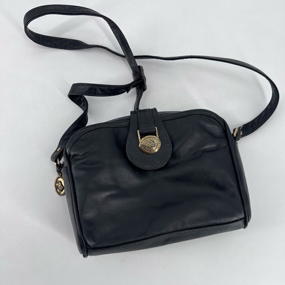 Stone Mountain Women's Sling Bag Shoulder Leather Vintage brass Hardware Black - Picture 2 of 14